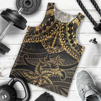 Black and Gold Polynesia Men Tank Top Plumeria Tattoo With Polynesian Pattern LT14 - Polynesian Pride