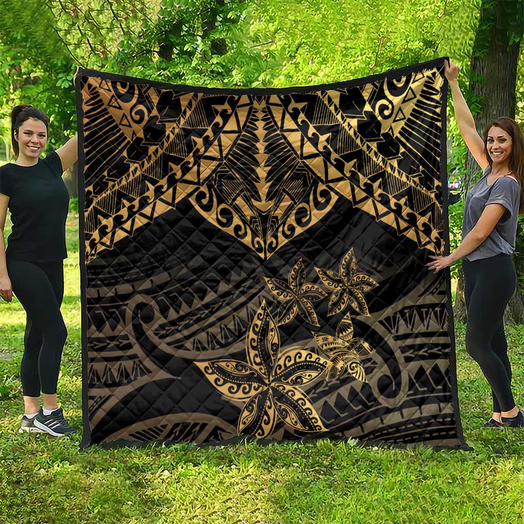 Black and Gold Polynesia Quilt Plumeria Tattoo With Polynesian Pattern LT14 - Polynesian Pride