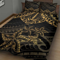 Black and Gold Polynesia Quilt Bed Set Plumeria Tattoo With Polynesian Pattern LT14 - Polynesian Pride