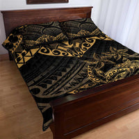 Black and Gold Polynesia Quilt Bed Set Plumeria Tattoo With Polynesian Pattern LT14 - Polynesian Pride