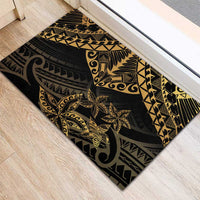 Black and Gold Polynesia Rubber Doormat Plumeria Tattoo With Polynesian Pattern LT14 - Polynesian Pride