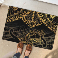 Black and Gold Polynesia Rubber Doormat Plumeria Tattoo With Polynesian Pattern LT14 - Polynesian Pride