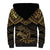 Black and Gold Polynesia Sherpa Hoodie Plumeria Tattoo With Polynesian Pattern