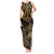 Black and Gold Polynesia Tank Maxi Dress Plumeria Tattoo With Polynesian Pattern