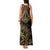 Black and Gold Polynesia Tank Maxi Dress Plumeria Tattoo With Polynesian Pattern