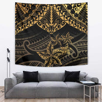 Black and Gold Polynesia Tapestry Plumeria Tattoo With Polynesian Pattern LT14 Black - Polynesian Pride