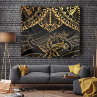 Black and Gold Polynesia Tapestry Plumeria Tattoo With Polynesian Pattern LT14 - Polynesian Pride