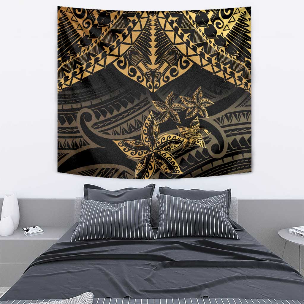 Black and Gold Polynesia Tapestry Plumeria Tattoo With Polynesian Pattern LT14 - Polynesian Pride