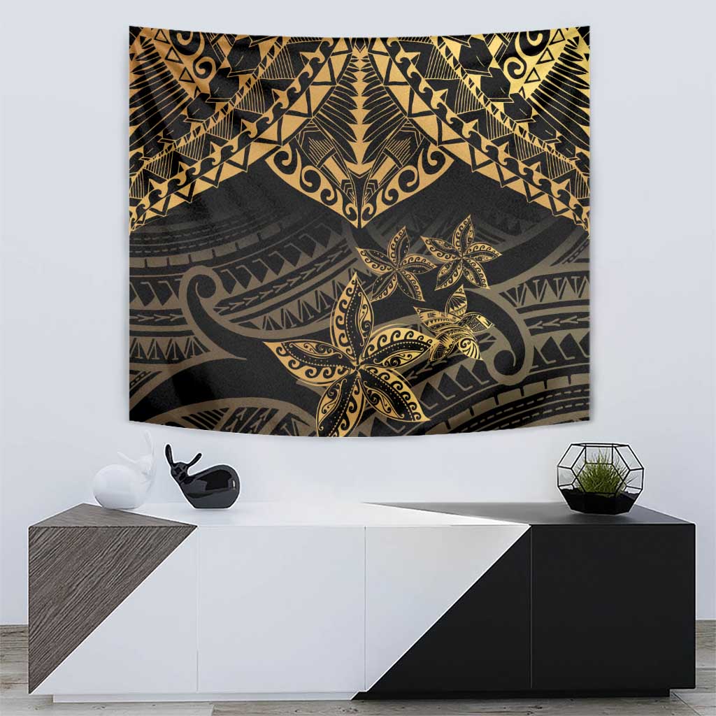 Black and Gold Polynesia Tapestry Plumeria Tattoo With Polynesian Pattern LT14 - Polynesian Pride