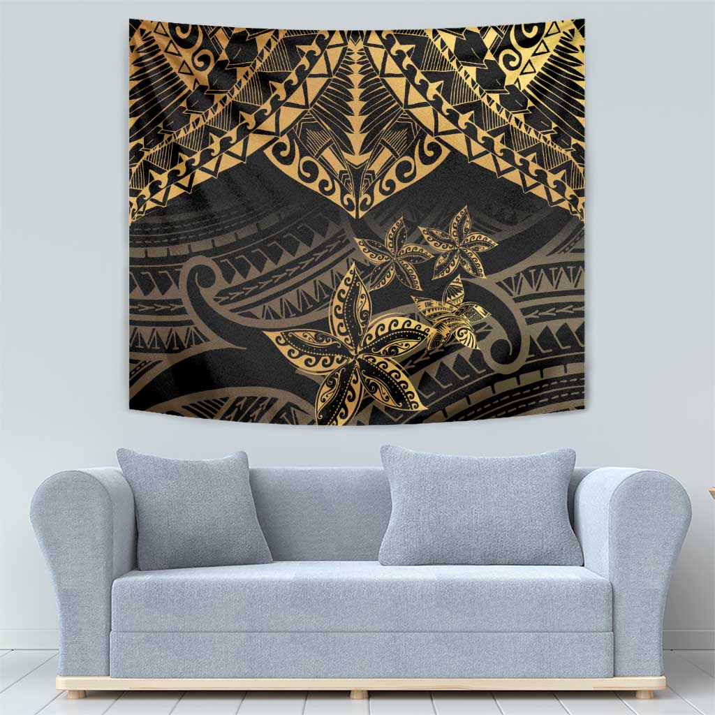 Black and Gold Polynesia Tapestry Plumeria Tattoo With Polynesian Pattern LT14 - Polynesian Pride