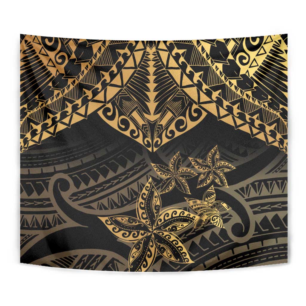 Black and Gold Polynesia Tapestry Plumeria Tattoo With Polynesian Pattern LT14 - Polynesian Pride