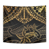 Black and Gold Polynesia Tapestry Plumeria Tattoo With Polynesian Pattern LT14 - Polynesian Pride