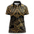 Black and Gold Polynesia Women Polo Shirt Plumeria Tattoo With Polynesian Pattern