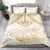 White and Gold Polynesia Bedding Set Plumeria Tattoo With Polynesian Pattern