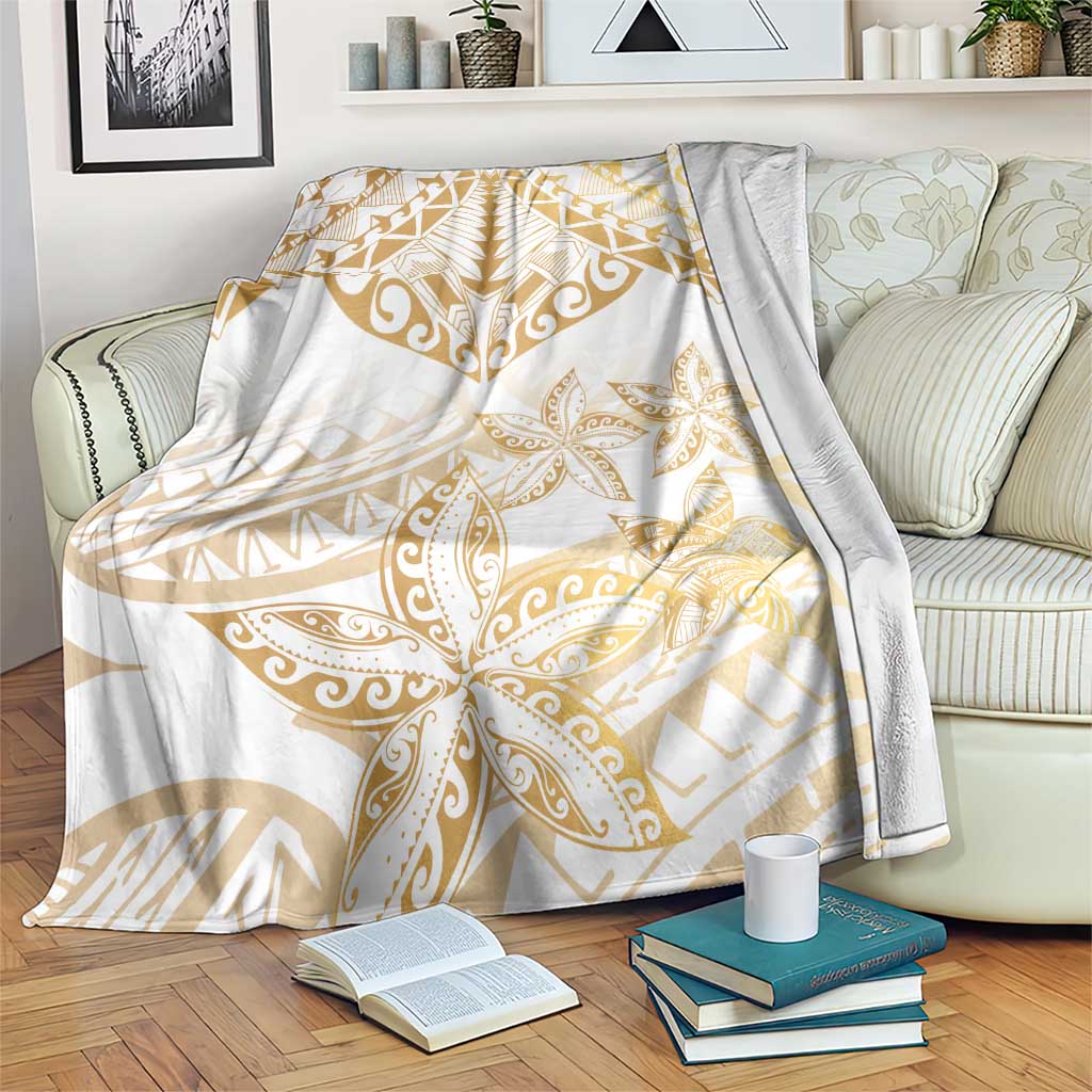 White and Gold Polynesia Blanket Plumeria Tattoo With Polynesian Pattern LT14 White - Polynesian Pride