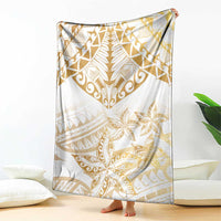 White and Gold Polynesia Blanket Plumeria Tattoo With Polynesian Pattern LT14 - Polynesian Pride