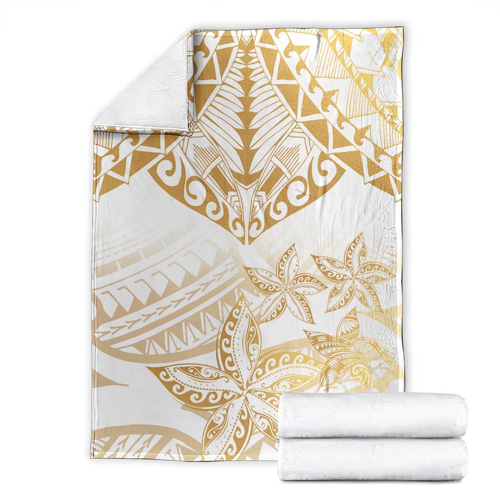 White and Gold Polynesia Blanket Plumeria Tattoo With Polynesian Pattern LT14 - Polynesian Pride