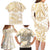 White and Gold Polynesia Family Matching Long Sleeve Bodycon Dress and Hawaiian Shirt Plumeria Tattoo With Polynesian Pattern