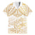 White and Gold Polynesia Family Matching Long Sleeve Bodycon Dress and Hawaiian Shirt Plumeria Tattoo With Polynesian Pattern