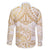 White and Gold Polynesia Family Matching Long Sleeve Bodycon Dress and Hawaiian Shirt Plumeria Tattoo With Polynesian Pattern