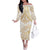 White and Gold Polynesia Family Matching Off The Shoulder Long Sleeve Dress and Hawaiian Shirt Plumeria Tattoo With Polynesian Pattern