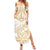 White and Gold Polynesia Family Matching Summer Maxi Dress and Hawaiian Shirt Plumeria Tattoo With Polynesian Pattern