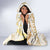 White and Gold Polynesia Hooded Blanket Plumeria Tattoo With Polynesian Pattern