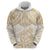 White and Gold Polynesia Hoodie Plumeria Tattoo With Polynesian Pattern