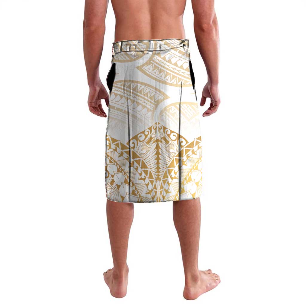 White and Gold Polynesia Lavalava Plumeria Tattoo With Polynesian Pattern LT14 - Polynesian Pride