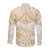 White and Gold Polynesia Long Sleeve Button Shirt Plumeria Tattoo With Polynesian Pattern