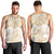 White and Gold Polynesia Men Tank Top Plumeria Tattoo With Polynesian Pattern