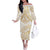 White and Gold Polynesia Off The Shoulder Long Sleeve Dress Plumeria Tattoo With Polynesian Pattern