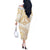 White and Gold Polynesia Off The Shoulder Long Sleeve Dress Plumeria Tattoo With Polynesian Pattern