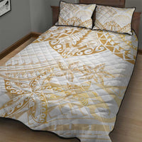 White and Gold Polynesia Quilt Bed Set Plumeria Tattoo With Polynesian Pattern LT14 - Polynesian Pride