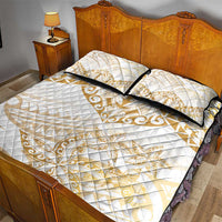 White and Gold Polynesia Quilt Bed Set Plumeria Tattoo With Polynesian Pattern LT14 - Polynesian Pride