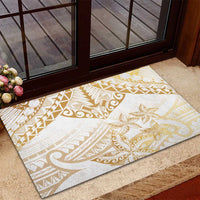 White and Gold Polynesia Rubber Doormat Plumeria Tattoo With Polynesian Pattern LT14 - Polynesian Pride