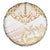 White and Gold Polynesia Spare Tire Cover Plumeria Tattoo With Polynesian Pattern