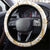 White and Gold Polynesia Steering Wheel Cover Plumeria Tattoo With Polynesian Pattern