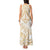 White and Gold Polynesia Tank Maxi Dress Plumeria Tattoo With Polynesian Pattern