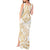 White and Gold Polynesia Tank Maxi Dress Plumeria Tattoo With Polynesian Pattern