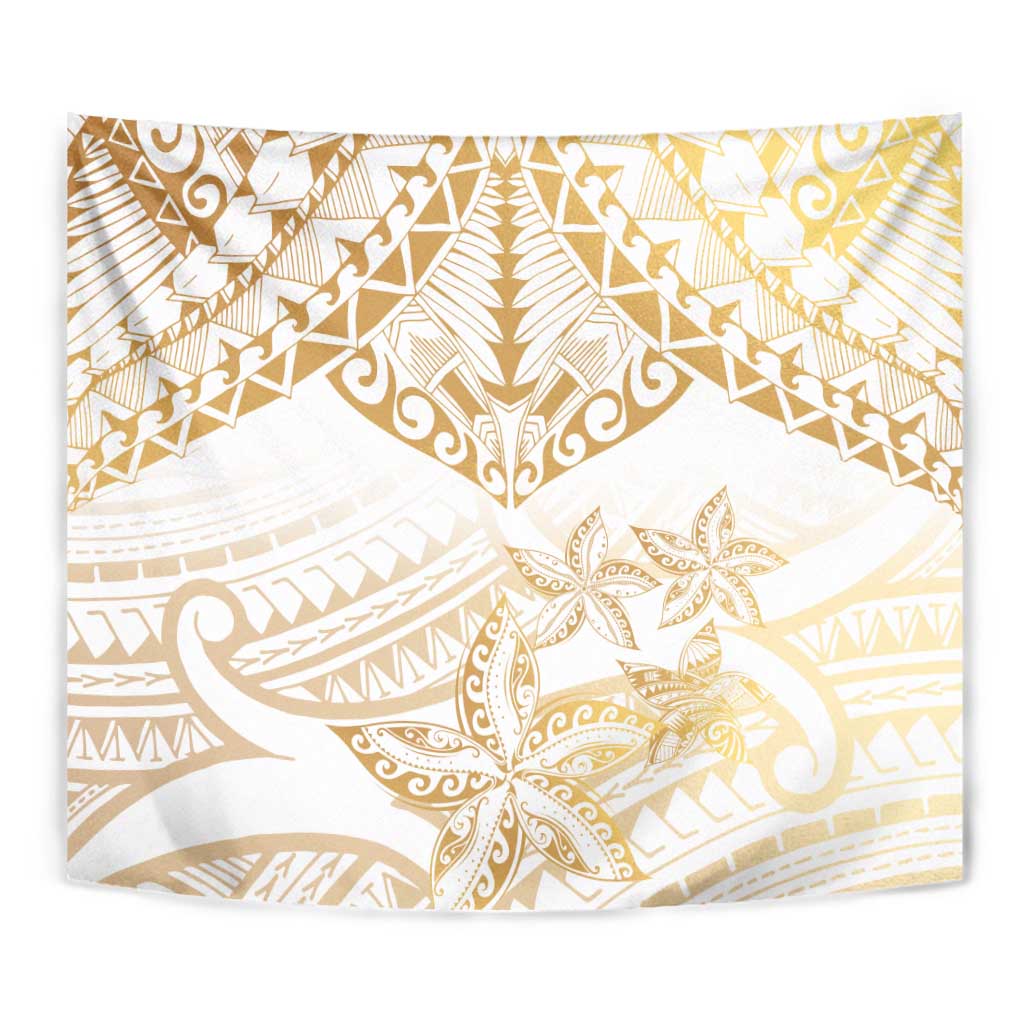 White and Gold Polynesia Tapestry Plumeria Tattoo With Polynesian Pattern LT14 - Polynesian Pride