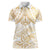 White and Gold Polynesia Women Polo Shirt Plumeria Tattoo With Polynesian Pattern