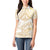 White and Gold Polynesia Women Polo Shirt Plumeria Tattoo With Polynesian Pattern