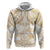 White and Gold Polynesia Zip Hoodie Plumeria Tattoo With Polynesian Pattern