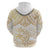 White and Gold Polynesia Zip Hoodie Plumeria Tattoo With Polynesian Pattern