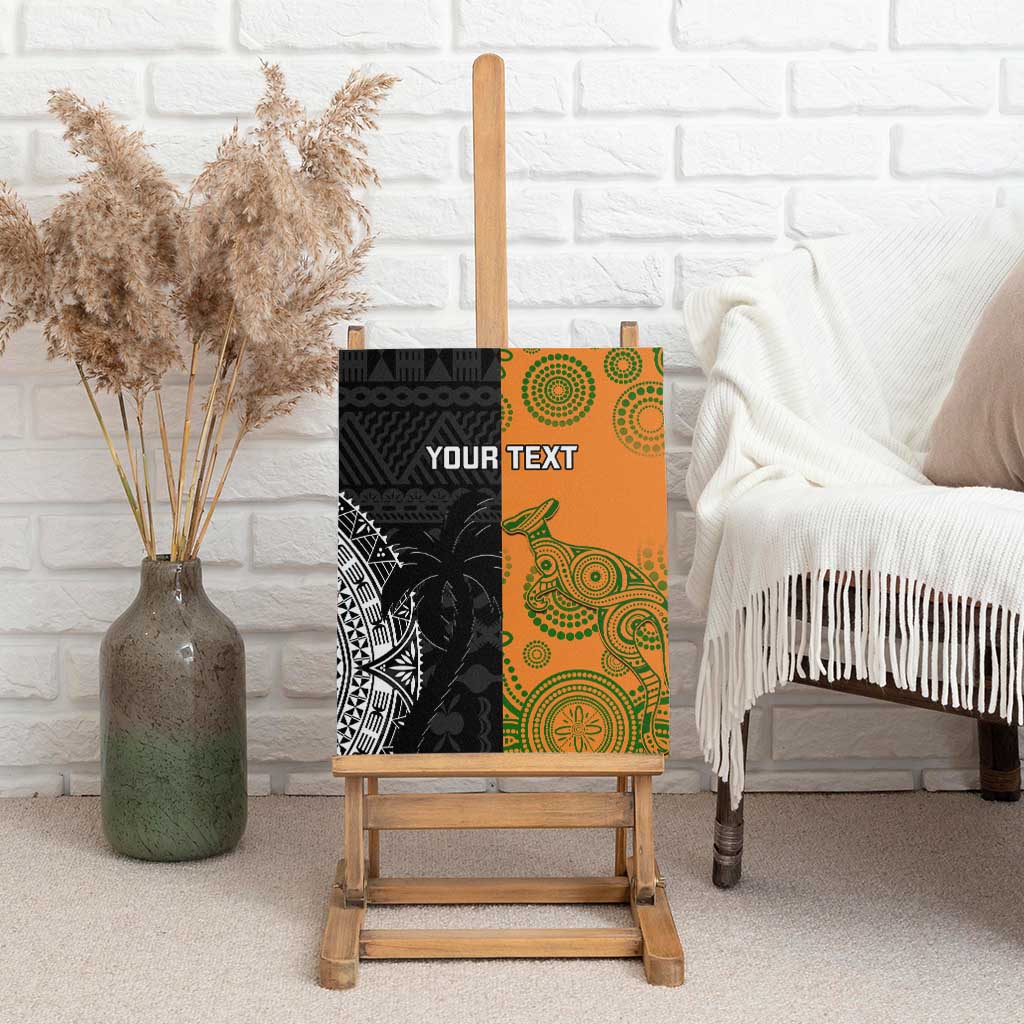 Custom Fiji And Australia Rugby Canvas Wall Art Fijian Tapa Pattern With Aussie Aboriginal Art LT14 - Polynesian Pride