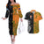 Custom Fiji And Australia Rugby Couples Matching Off The Shoulder Long Sleeve Dress and Hawaiian Shirt Fijian Tapa Pattern With Aussie Aboriginal Art