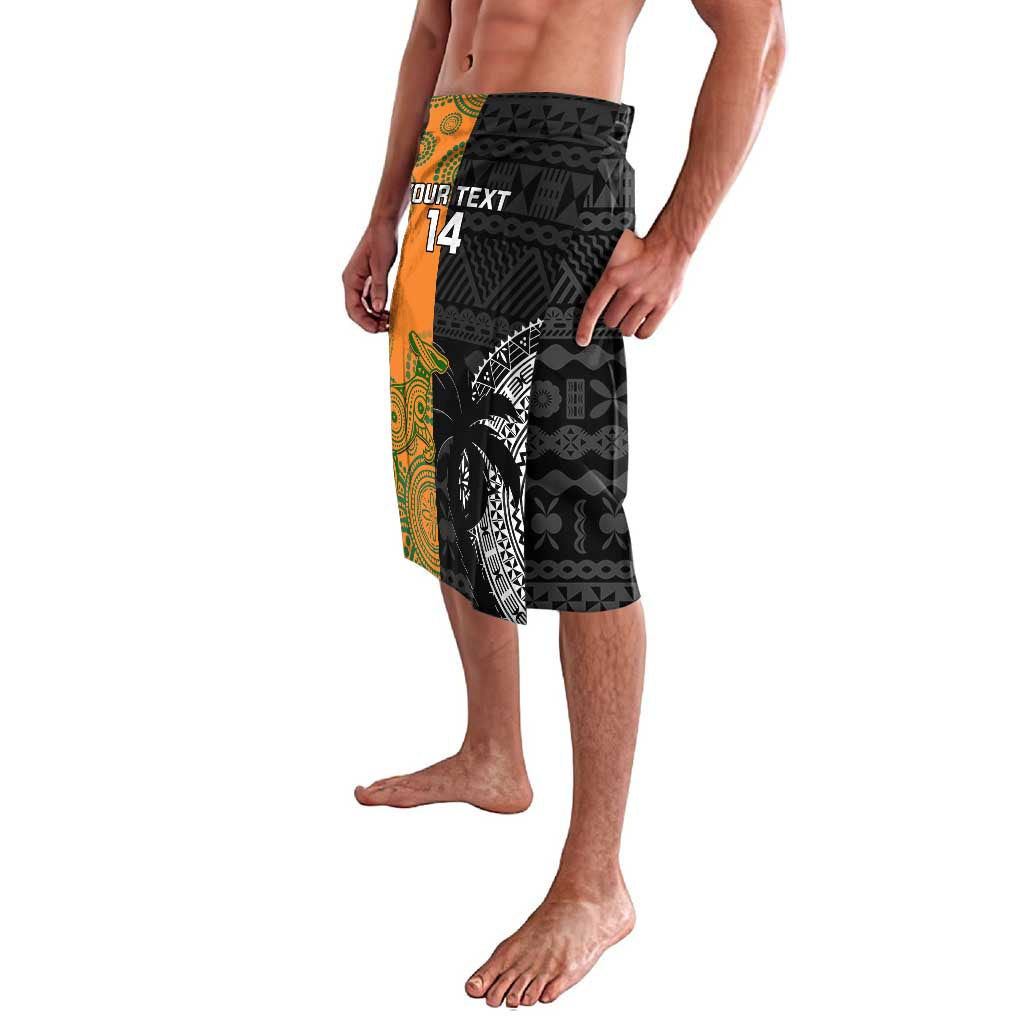 Custom Fiji And Australia Rugby Lavalava Fijian Tapa Pattern With Aussie Aboriginal Art LT14 - Polynesian Pride