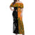 Custom Fiji And Australia Rugby Off Shoulder Maxi Dress Fijian Tapa Pattern With Aussie Aboriginal Art