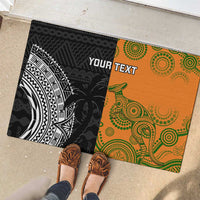 Custom Fiji And Australia Rugby Rubber Doormat Fijian Tapa Pattern With Aussie Aboriginal Art LT14 - Polynesian Pride